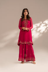 2 Piece Chiffon Embroidered Suit (FS0083)